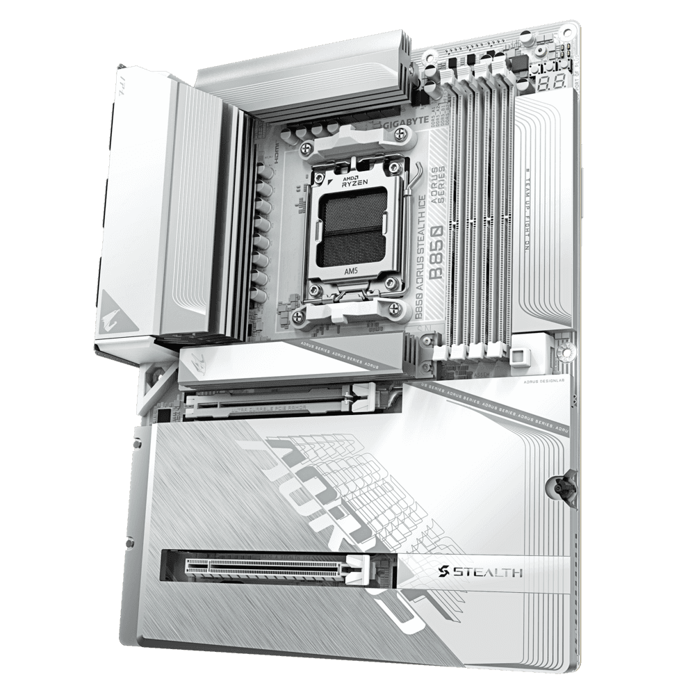 Gigabyte B850 AORUS STEALTH ICE AM5 White Motherboard, 4 x DDR5 DIMM upto 8200(O.C), X3D Turbo Mode, 5GbE LAN, Wi-Fi 7, BT 5.4 | B850 A STEALTH ICE thumbnail 5