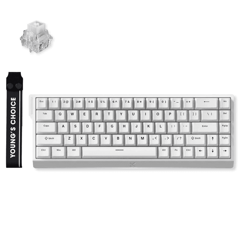 MCHOSE MCHOSE Ace 68 Hall Effect Magnetic Gaming Keyboard, Ultra-Fast 8KHz Polling, 0.001mm RT Accuracy, & Ice Blue Magnetic Switches, White | MC-Ace68-15 - Type: Ice Rhino Switch, White