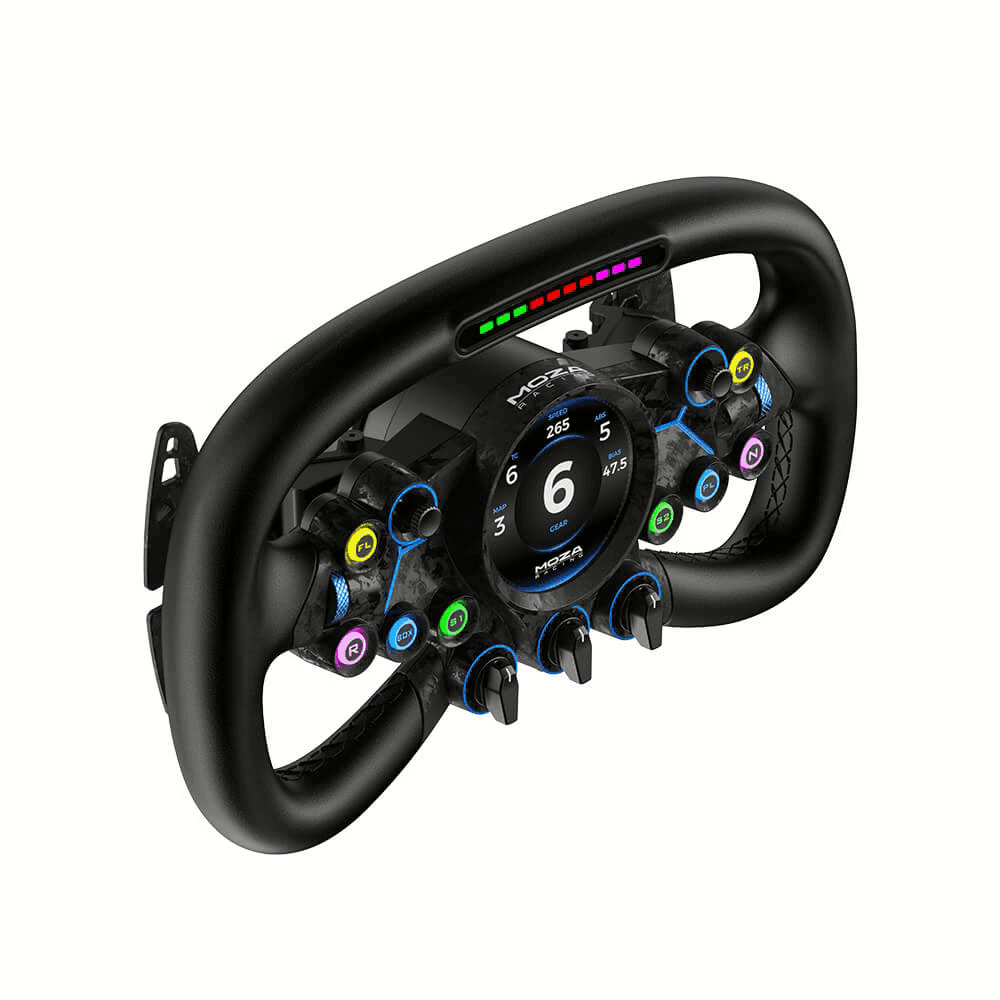 MOZA MOZA RS064 Vision GS Wheel, 310mm GT Steering Wheel, 2.85" HD Circular Touch Screen, Carbon Fiber & Aluminum, Dual-Clutch - thumbnail 4