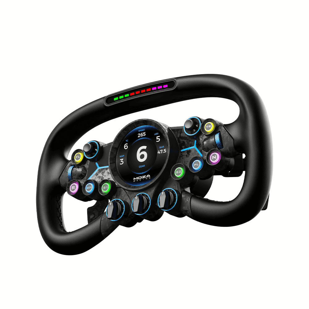 MOZA RS064 Vision GS Wheel, 310mm GT Steering Wheel, 2.85" HD Circular Touch Screen, Carbon Fiber & Aluminum, Dual-Clutch thumbnail 1