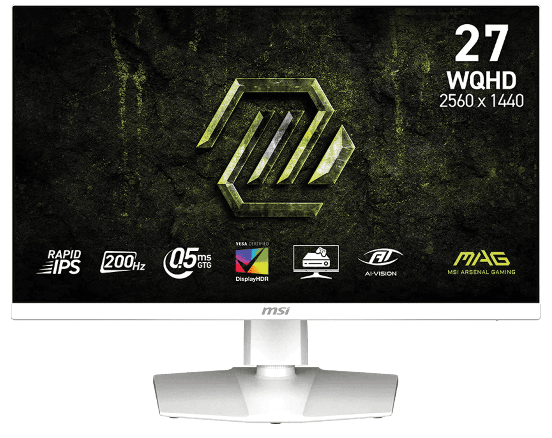 MSI MSI MAG 274QRFW 27" White Gaming Monitor, WQHD (2560x1440), 200Hz, 0.5ms, Rapid IPS, White | 9S6-3CF99T-015 - thumbnail 1