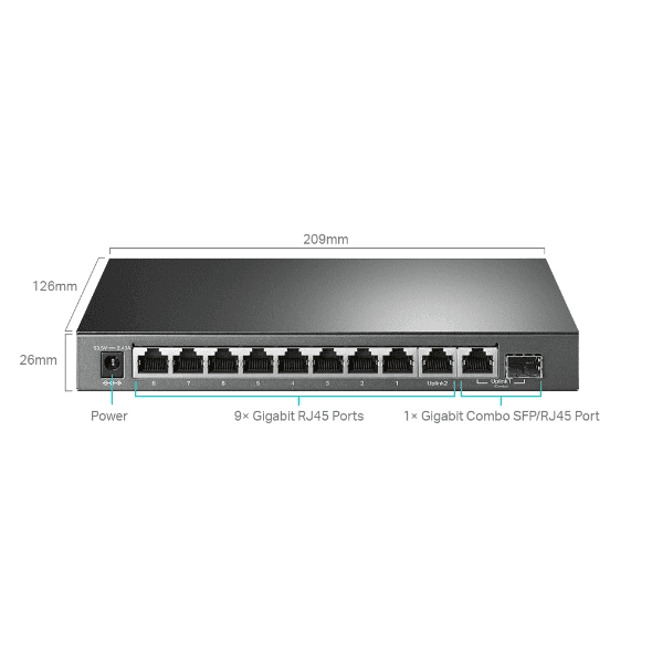 tp-link TL-SG1210MPE 10-Port Gigabit Easy Smart Switch with 8-Port PoE+ thumbnail 2