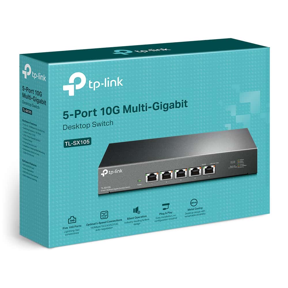 tp-link tp-link TL-SX105 5-Port 10G Desktop Switch, 5x 10-Gigabit ports, Plug and Play - thumbnail 5