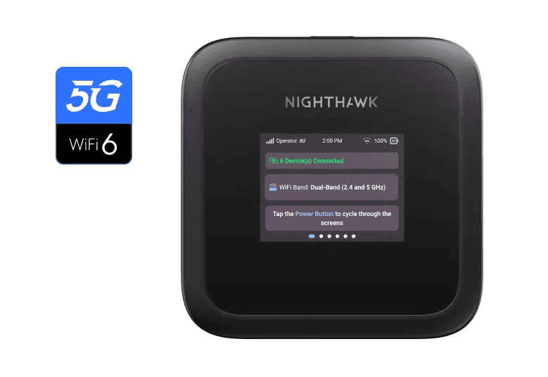NETGEAR Nighthawk M3 5G Mobile Hotspot Router, Unlocked AX3600 WiFi 6, Up to 2.5Gbps 5G Speeds, 2.4” Touch Screen, 5185mAh Battery | MH3150-100EUS thumbnail 1