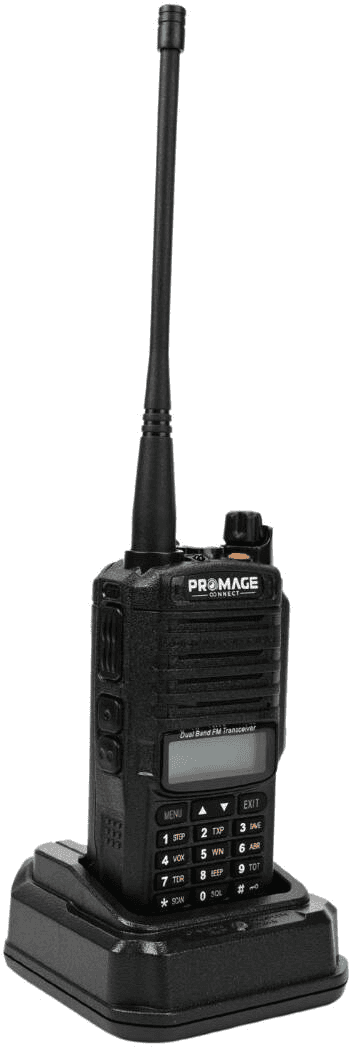 Promage Connect PC-WT900 PLUS Two Way Radio, Earpiece, Dual Band, Auto-Back Light, Time-out Timer, Voice Prompt, AUTO Keypad Lock, Emergency Alarm, Flashlight, Black | PC-WT900 PLUS - thumbnail 1