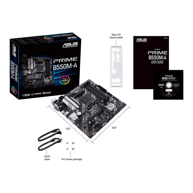 Asus ASUS PRIME B550M-A AMD B550 (Ryzen AM4) micro ATX Motherboard, with dual M.2, PCIe 4.0, 1 Gb Ethernet, HDMI/D-Sub/DVI, SATA 6 Gbps, USB 3.2 Gen 2 Type-A, and Aura Sync RGB headers support |  90MB14I0-M0EAY0 - thumbnail 7