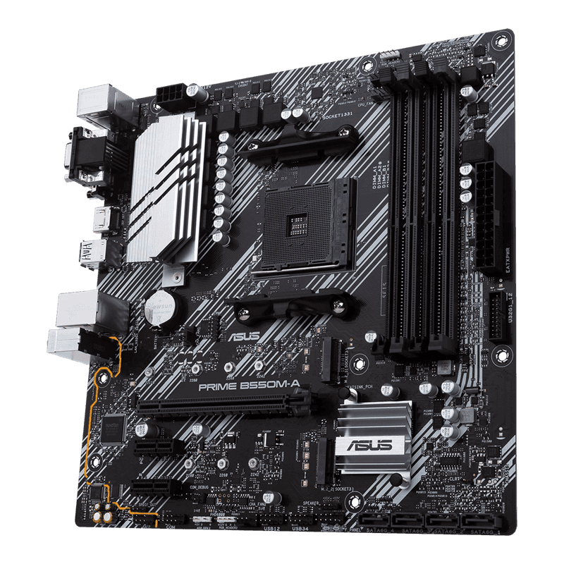 Asus ASUS PRIME B550M-A AMD B550 (Ryzen AM4) micro ATX Motherboard, with dual M.2, PCIe 4.0, 1 Gb Ethernet, HDMI/D-Sub/DVI, SATA 6 Gbps, USB 3.2 Gen 2 Type-A, and Aura Sync RGB headers support |  90MB14I0-M0EAY0 - thumbnail 5