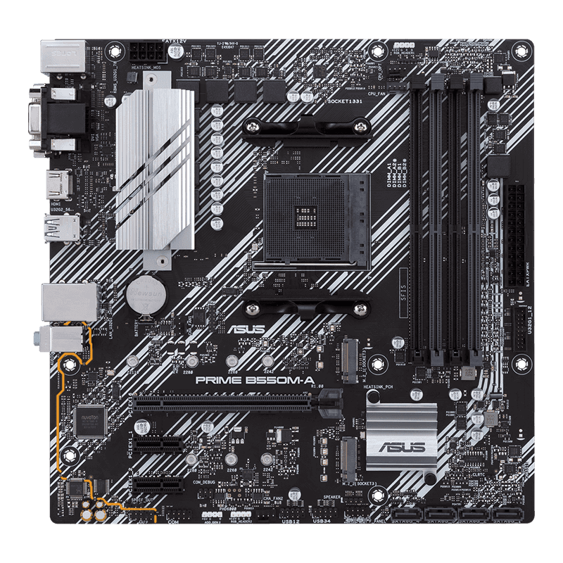 Asus ASUS PRIME B550M-A AMD B550 (Ryzen AM4) micro ATX Motherboard, with dual M.2, PCIe 4.0, 1 Gb Ethernet, HDMI/D-Sub/DVI, SATA 6 Gbps, USB 3.2 Gen 2 Type-A, and Aura Sync RGB headers support |  90MB14I0-M0EAY0 - thumbnail 3
