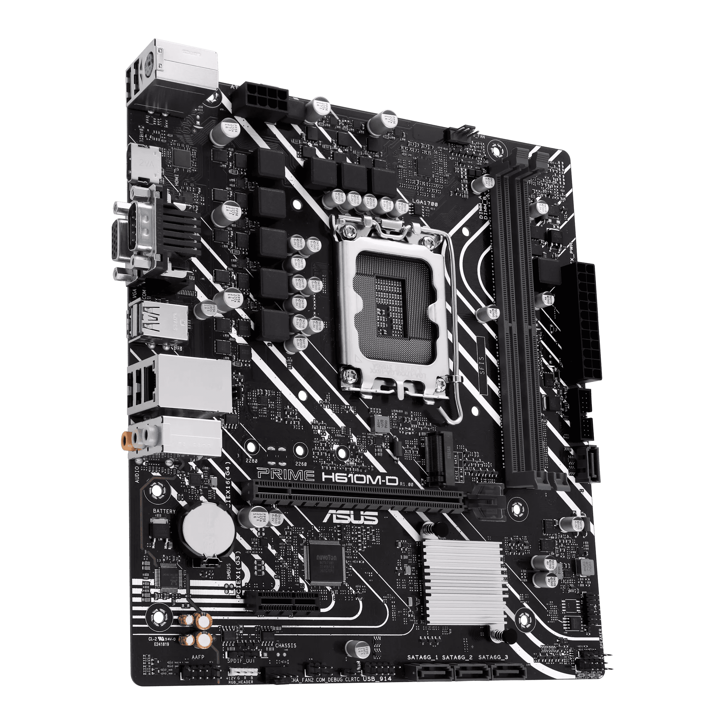 ASUS PRIME H610M-D Intel (LGA 1700) micro-ATX Motherboard, DDR5, PCIe 4.0, M.2 slot, Realtek 1 Gb Ethernet, HDMI, VGA, USB 3.2 Gen 1, SATA 6 Gbps, COM port, RGB header | 90MB1G80-M0EAY0 thumbnail 2