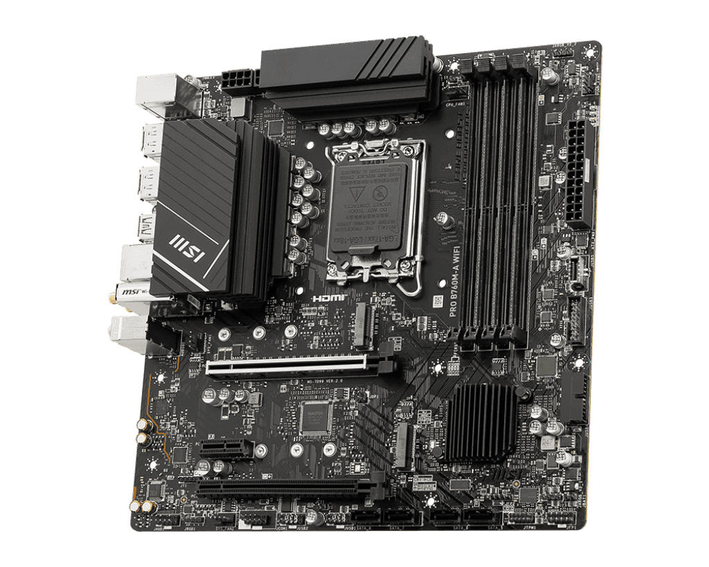 MSI PRO B760M-A WIFI DDR5 LGA 1700 mATX Motherboard, 4x DDR5 6800+MHz (OC). 2.5G Network, Wi-Fi 6E, BT | 911-7D99-007 thumbnail 3