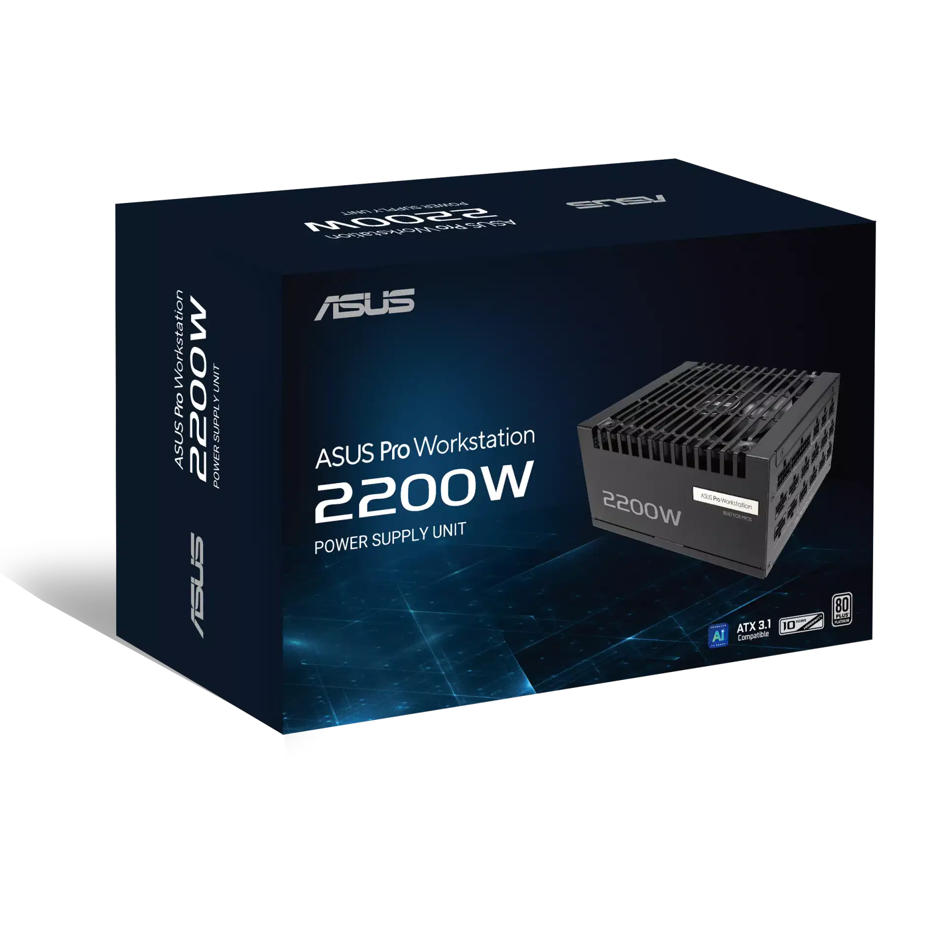 Asus ASUS Pro WS 2200W Platinum Power Supply (PSU), Heavy-duty PSU, ATX 3.1 Compatible, PCIe 5.1 ready, 80 PLUS Platinum, Dual-ball fan bearings, up to 4x NVIDIA GeForce RTX 5080 Graphics Cards | 90YE00Z1-B0NA00 - thumbnail 4