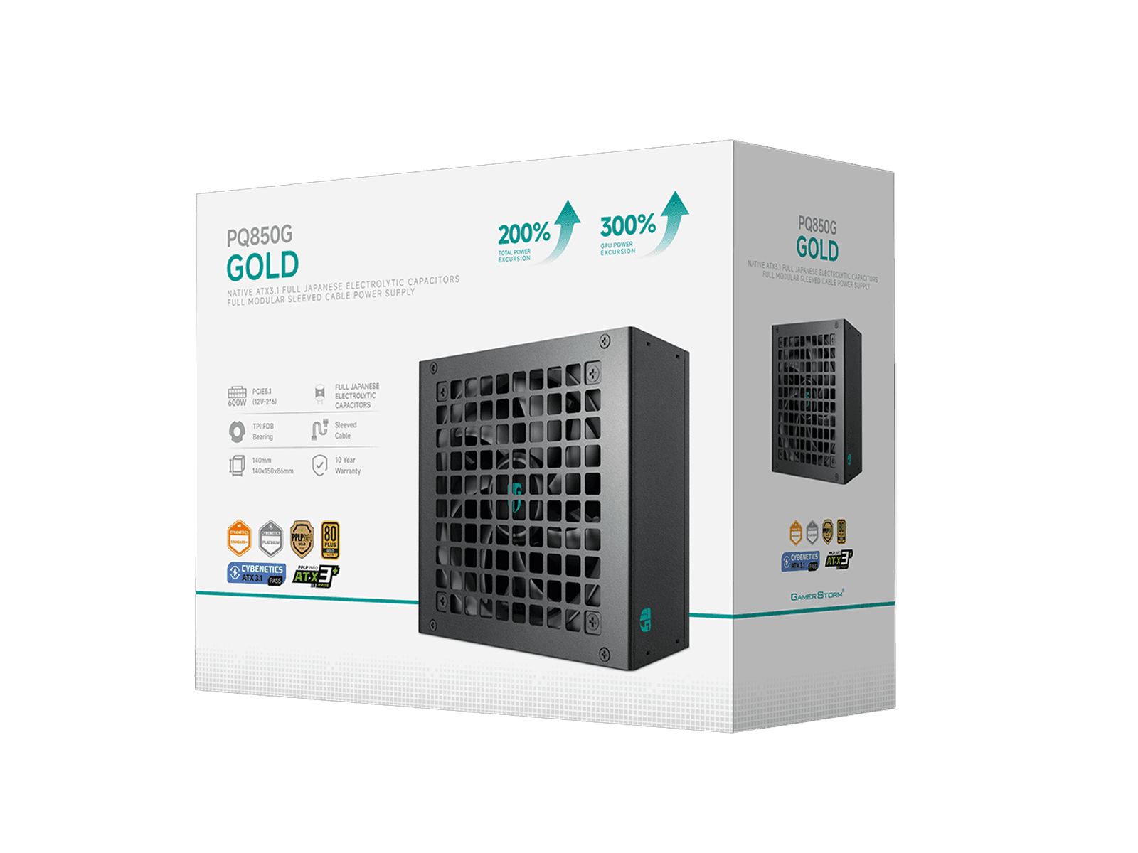 Gamer Storm DeepCool Gamerstorm PQ850G 850W ATX 3.1 Powersupply (PSU), PCIe 5.1 12V-2x6, Full Modular, 80 PLUS Gold, FDB (Fluid Dynamic Bearing) | R-PQ850G-FD1B-JGUK-V1 - thumbnail 1
