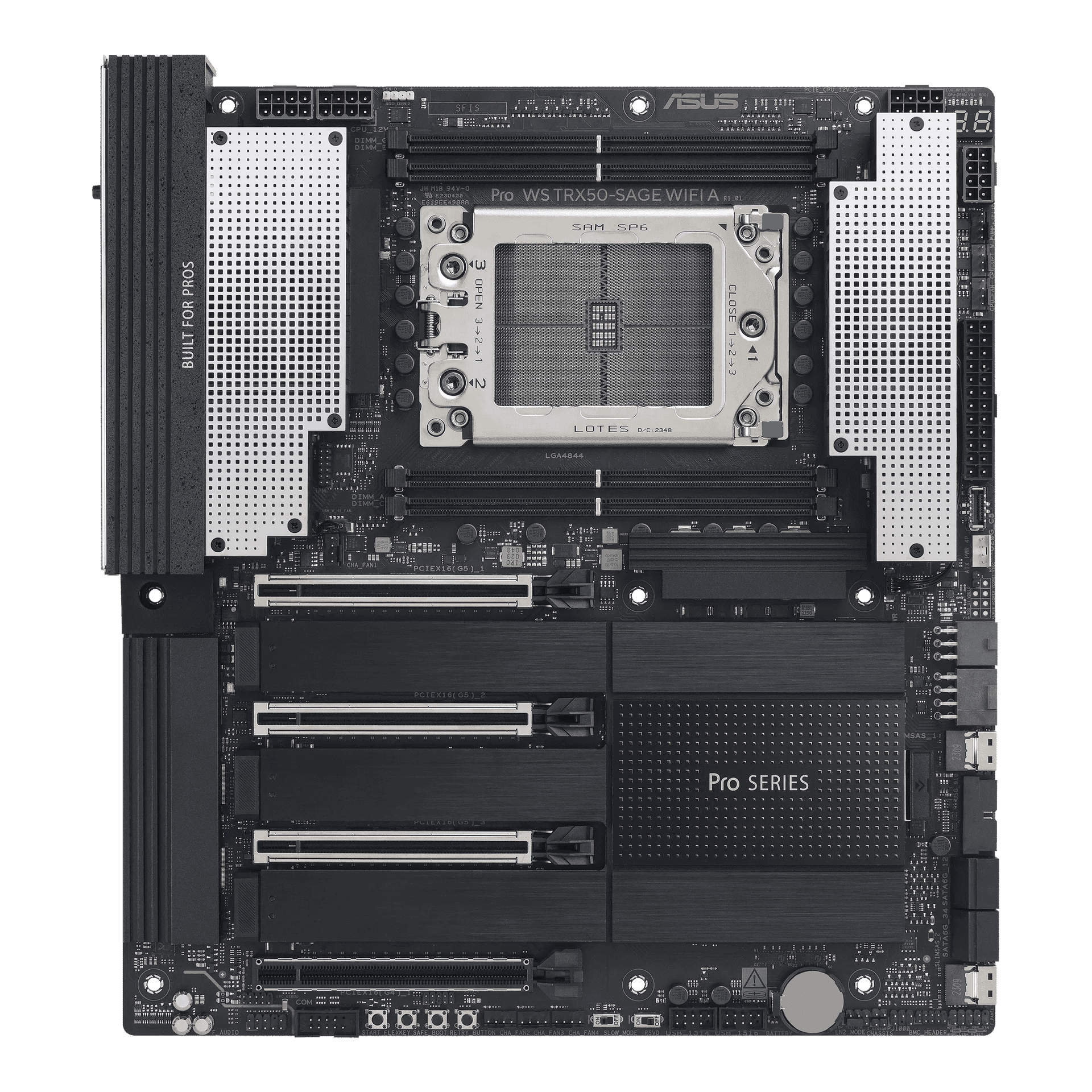 Asus ASUS Pro WS TRX50-SAGE WIFI A Workstation Motherboard, AMD sTR5, Threadripper PRO 9000/7000 Ready, PCIe 5.0, Dual LAN (10G & 2.5G), Wi-Fi 7,  CEB 12 inch x 11 inch (30.5 cm x 28.0 cm) | 90MB1LE0-M0EAY0 - thumbnail 6