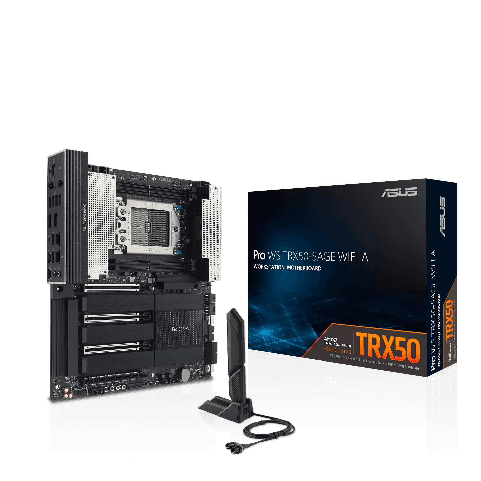 Asus ASUS Pro WS TRX50-SAGE WIFI A Workstation Motherboard, AMD sTR5, Threadripper PRO 9000/7000 Ready, PCIe 5.0, Dual LAN (10G & 2.5G), Wi-Fi 7,  CEB 12 inch x 11 inch (30.5 cm x 28.0 cm) | 90MB1LE0-M0EAY0 - thumbnail 2