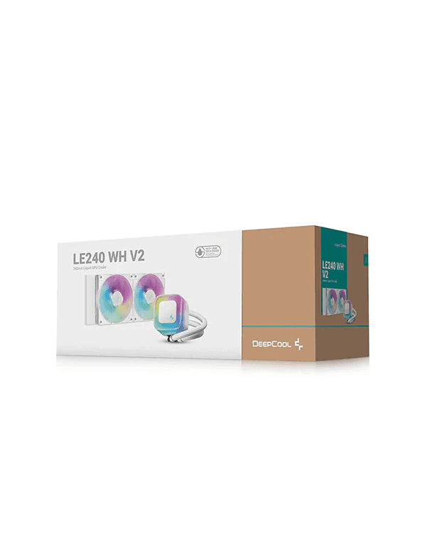 DeepCool LE240 V2 White AIO ARGB Liquid CPU Cooler, 240mm Radiator, up to 3400 RPM, Hydro Bearing Type, Anti-Leak Technology | R-LE240-WHAMMN-G-2 thumbnail 2