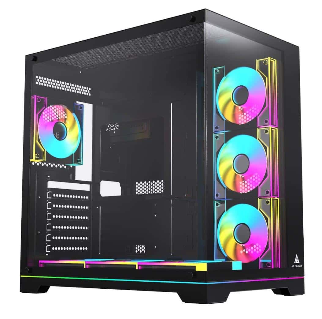 ACEGEEK AceGeek Mercury R425X RGB Edition ATX Mid Tower Gaming Case, 7 Pre-Installed RGB Fans, High Speed USB Type-C Black | Mercury R425X RGB - thumbnail 1
