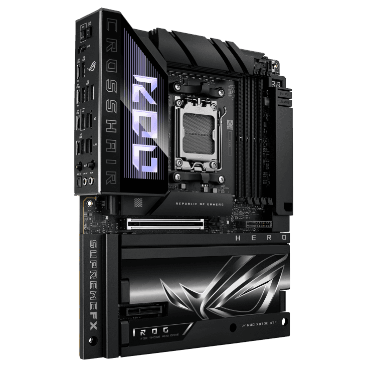 Asus ASUS ROG CROSSHAIR X870E HERO BTF AM5 Motherboard, Hidden-connector Design, Graphics Card High-power Slot Delivering up to 600W, 3x M.2 slots, PCIe 5.0 x16 slots, DDR5 Max. 256GB, NitroPath DRAM Technology, AEMP, WIFI 7, USB4,  Overclocking,  AI Cooling II |  90MB1MX0-M0EAY - thumbnail 3