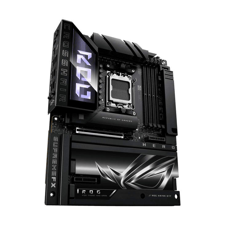 ASUS ROG CROSSHAIR X870E HERO BTF AM5 Motherboard, Hidden-connector Design, Graphics Card High-power Slot Delivering up to 600W, 3x M.2 slots, PCIe 5.0 x16 slots, DDR5 Max. 256GB, NitroPath DRAM Technology, AEMP, WIFI 7, USB4,  Overclocking,  AI Cooling II |  90MB1MX0-M0EAY thumbnail 5