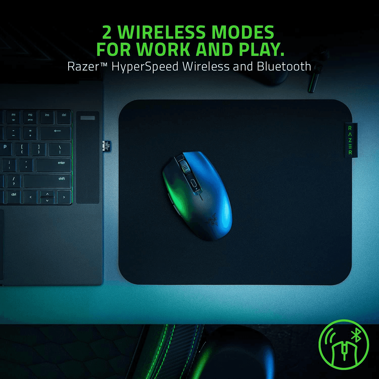 RAZER Razer Orochi V2 Wireless Gaming Mouse - 5G Advanced 18K DPI Optical Sensor, Mechanical Mouse Switches, 2 Wireless Modes, Ultra-Lightweight, up to 950hrs Battery Life - Black | RZ01-03730100-R3G1 - thumbnail 6