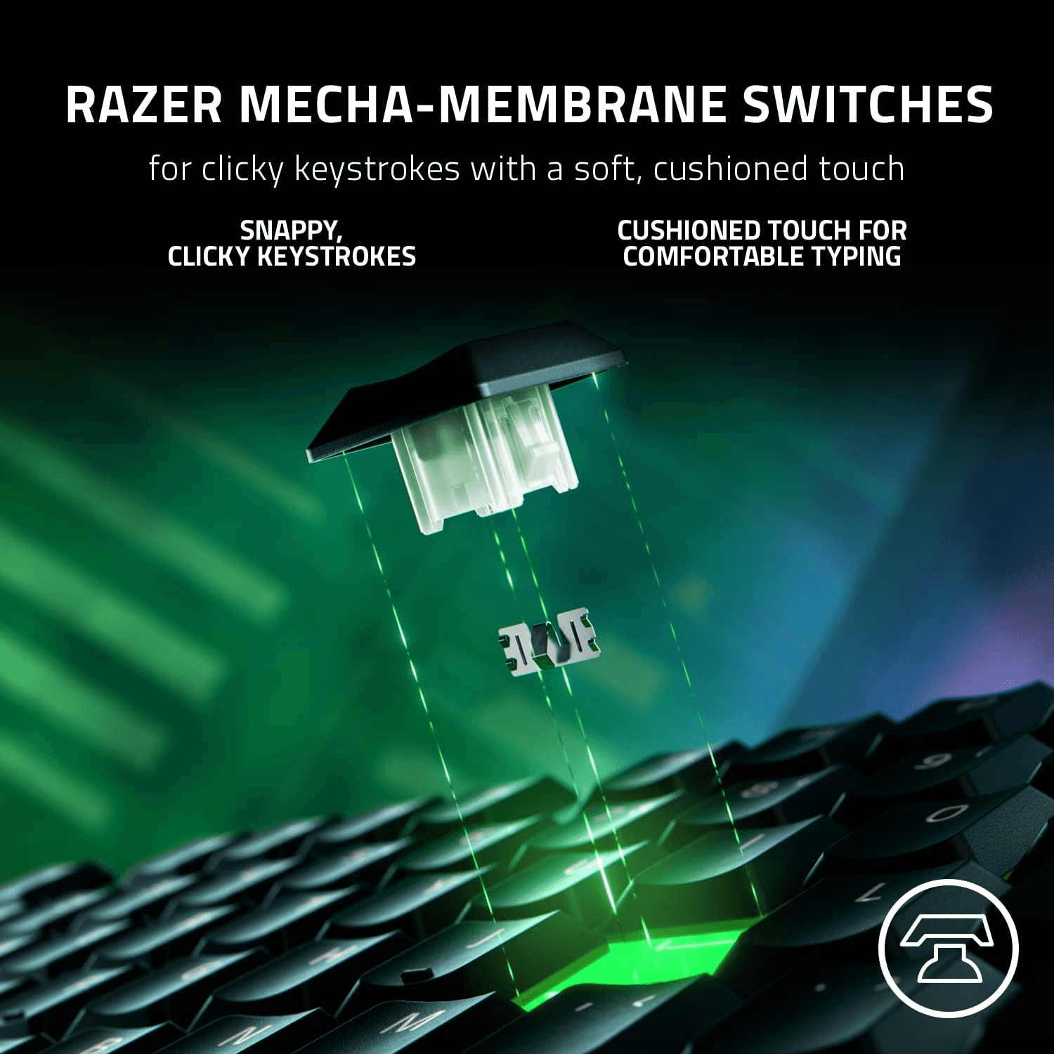 RAZER Razer Ornata V3 Low Profile Mecha-Membrane Wired Keyboard, UV Coated Keycaps, 10 RGB Lighting Zones, 1000 Hz Ultrapolling, Wrist Rest, Clicky Keystrokes, US English Layout, Black | RZ03-04460100-R3M1 - thumbnail 8