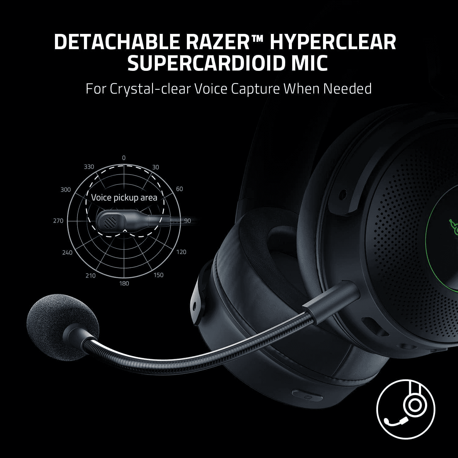 RAZER Razer Kraken V3 Pro Wireless Gaming Headset, With Haptic Technology, 50mm Drivers, THX Spatial Audio, 20 Hz-20 kHz Frequency Response, Oval Ear Cushions, Black | RZ04-03460100-R3M1 - thumbnail 2