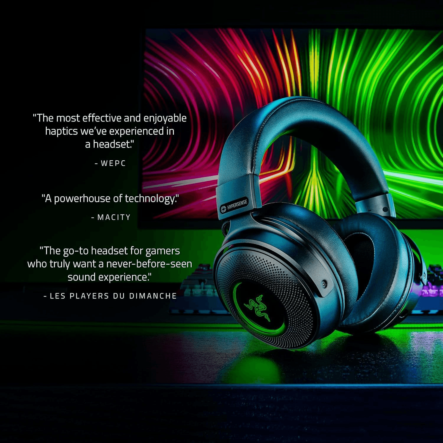 RAZER Razer Kraken V3 Pro Wireless Gaming Headset, With Haptic Technology, 50mm Drivers, THX Spatial Audio, 20 Hz-20 kHz Frequency Response, Oval Ear Cushions, Black | RZ04-03460100-R3M1 - thumbnail 8
