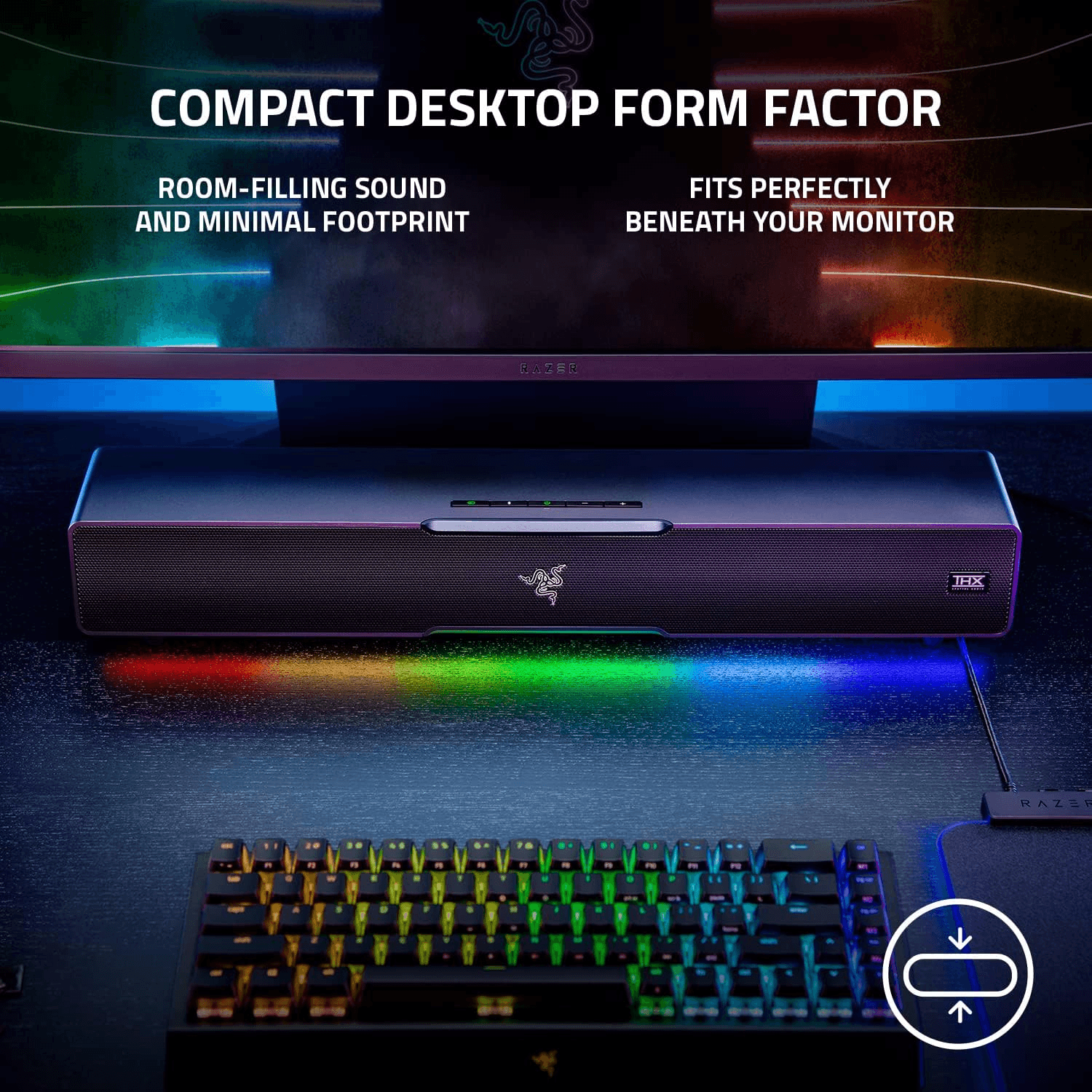 RAZER Razer Leviathan V2 PC Gaming Soundbar with Subwoofer, THX Spatial Audio, Compact Desktop Form Factor, 45 Hz-20 kHz Frequency Response, Bluetooth 5.2, USB Audio Input, Black | RZ05-03920100-R3G1 - thumbnail 5