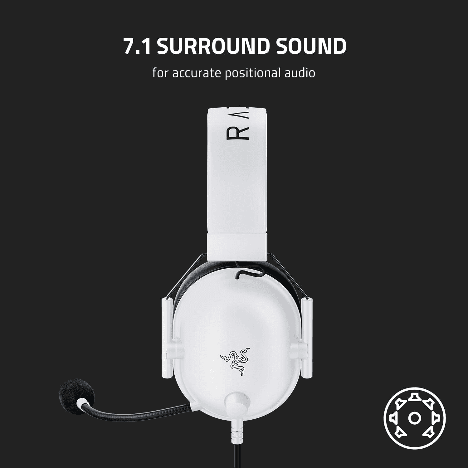 RAZER Razer BlackShark V2 X Special White Edition Gaming Headset, 7.1 Surround Sound, Triforce 50mm Drivers, HyperClear Cardioid Mic, PC, PS5, Xbox, Switch | RZ04-03241700-R3M1 - thumbnail 7