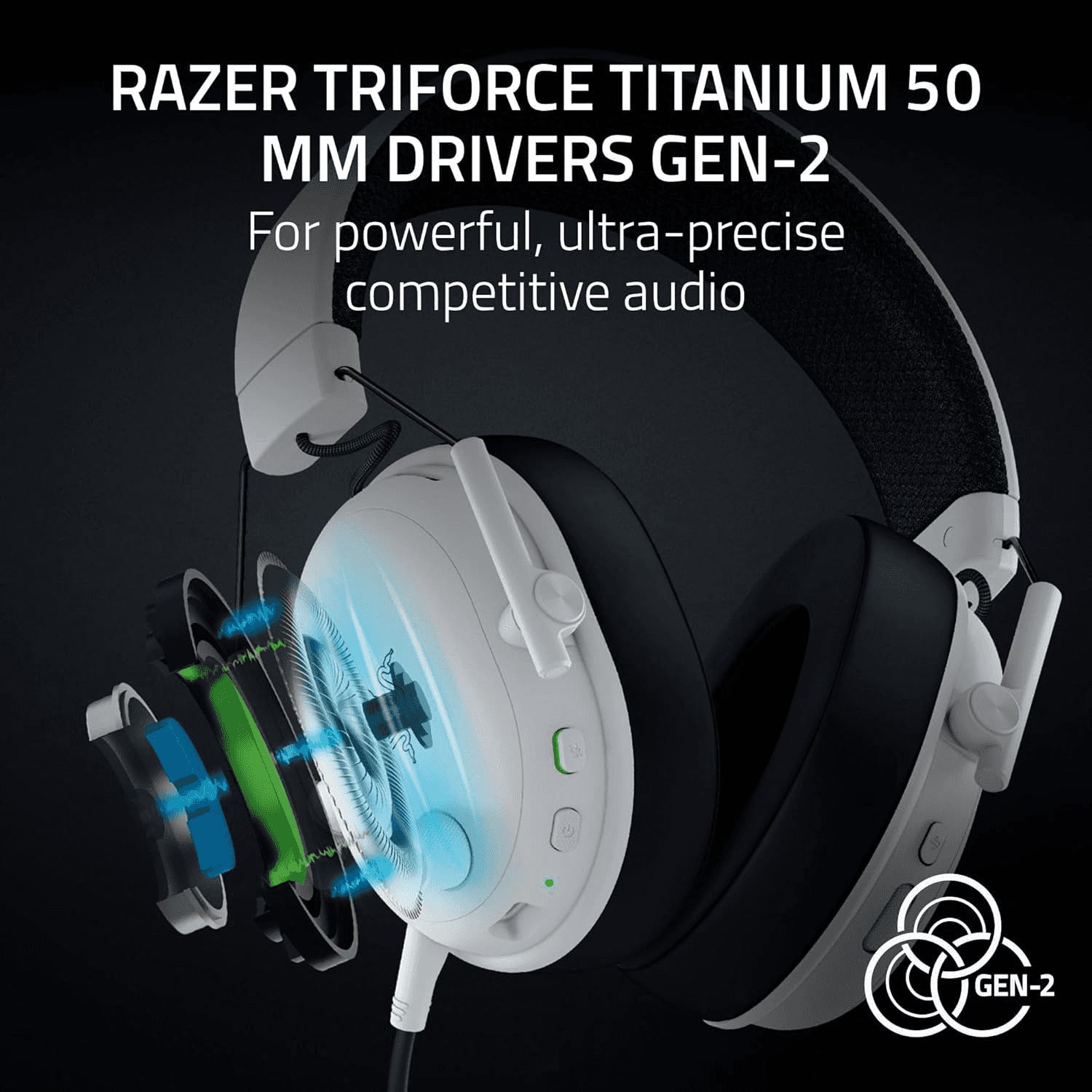 RAZER Razer BlackShark V3 White Wireless Gaming Headset: 2.4GHz Ultra-Low Latency HyperSpeed, TriForce 50mm Titanium Drivers, HyperClear Super Wideband Mic, 70-Hour Battery | RZ04-05410400-R3M1 - thumbnail 2