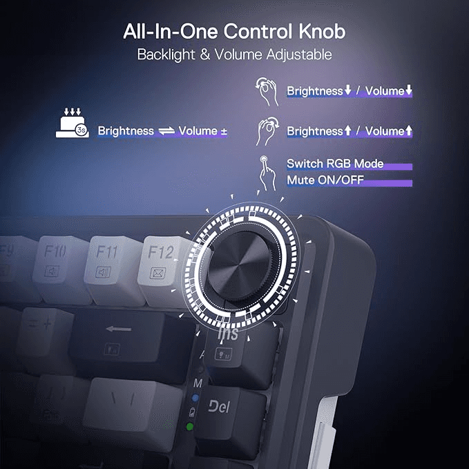 Redragon Redragon UCAL K673 PRO Wireless 75% Mechanical Gaming Keyboard, 81 Keys Hot-swappable, 3 Compact Mode, Hot-Swap Socket, Linear Red Switch, 3000mAh Battery, White & Black | K673WB-RGB-PRO - thumbnail 7