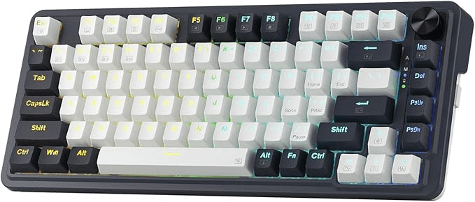 Redragon Redragon UCAL K673 PRO Wireless 75% Mechanical Gaming Keyboard, 81 Keys Hot-swappable, 3 Compact Mode, Hot-Swap Socket, Linear Red Switch, 3000mAh Battery, White & Black | K673WB-RGB-PRO - thumbnail 1