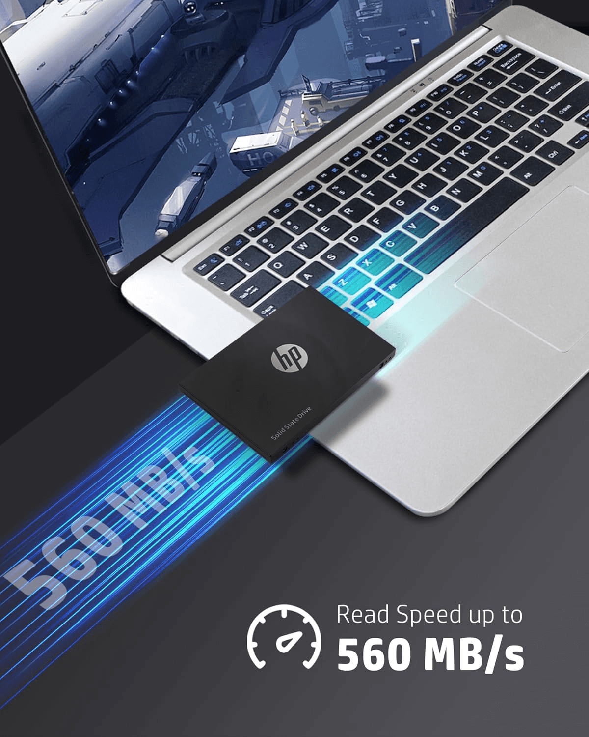 Hp HP S750 512GB 2.5" SATA III SSD, Up to 560MB/s Read, New-Gen 3D NAND, Hardware Encryption | 16L53AA#UUF - thumbnail 2