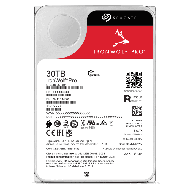 Seagate Seagate IronWolf Pro 30TB NAS Internal Hard Drive, 3.5 HDD,  7200 RPM, 512MB Cache, SATA 6Gb/s, Enterprise-Class RAID | ST30000NT011 - thumbnail 2