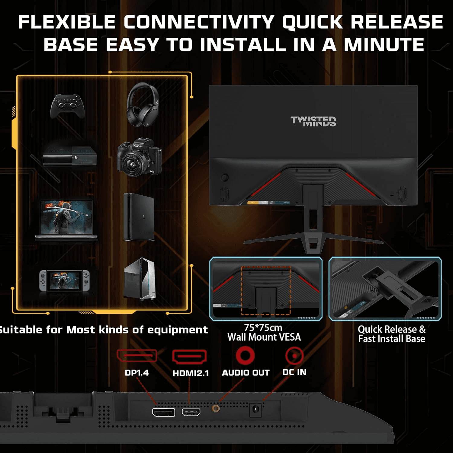 Twisted Minds Twisted Mind ECO SERIES 24 Gaming Monitor, 120hz, 1MS, FHD, HDMI 2.1 & DP 1.4 | TM24FHD120IPS - thumbnail 6