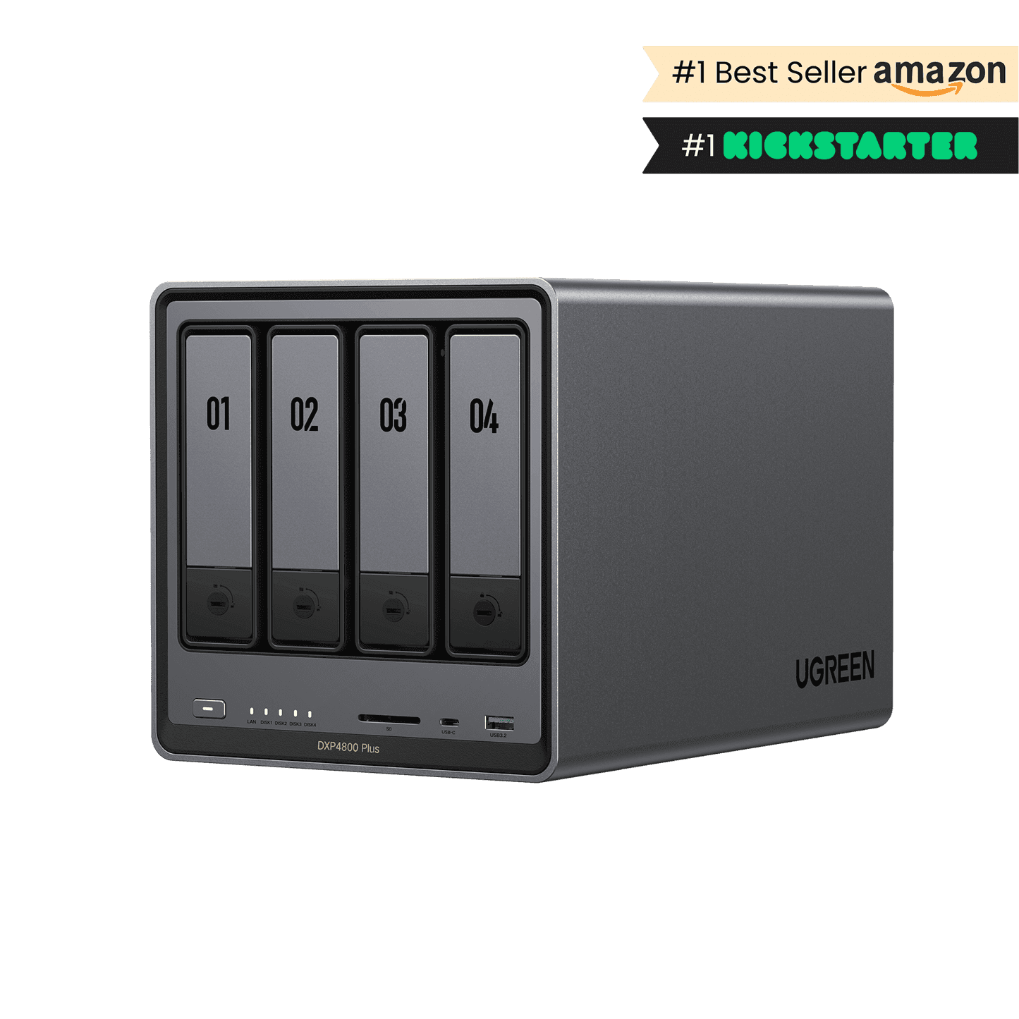 UGREEN UGREEN NASync DXP4800 Plus 4-Bay NAS, Intel Pentium Gold 8505 5-Core, 8GB DDR5 RAM, 10GbE + 2.5GbE LAN, 4K HDMI, Diskless Personal Cloud Storage  (NO HARDISK INSIDE) - thumbnail 1