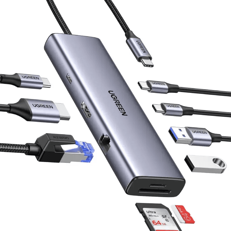 UGREEN UGREEN 9-in-1 USB-C Multifunction Hub – 4K HDMI, VGA, Gigabit Ethernet, 100W PD & SD/TF Reader, Aluminum | CM498 - thumbnail 2