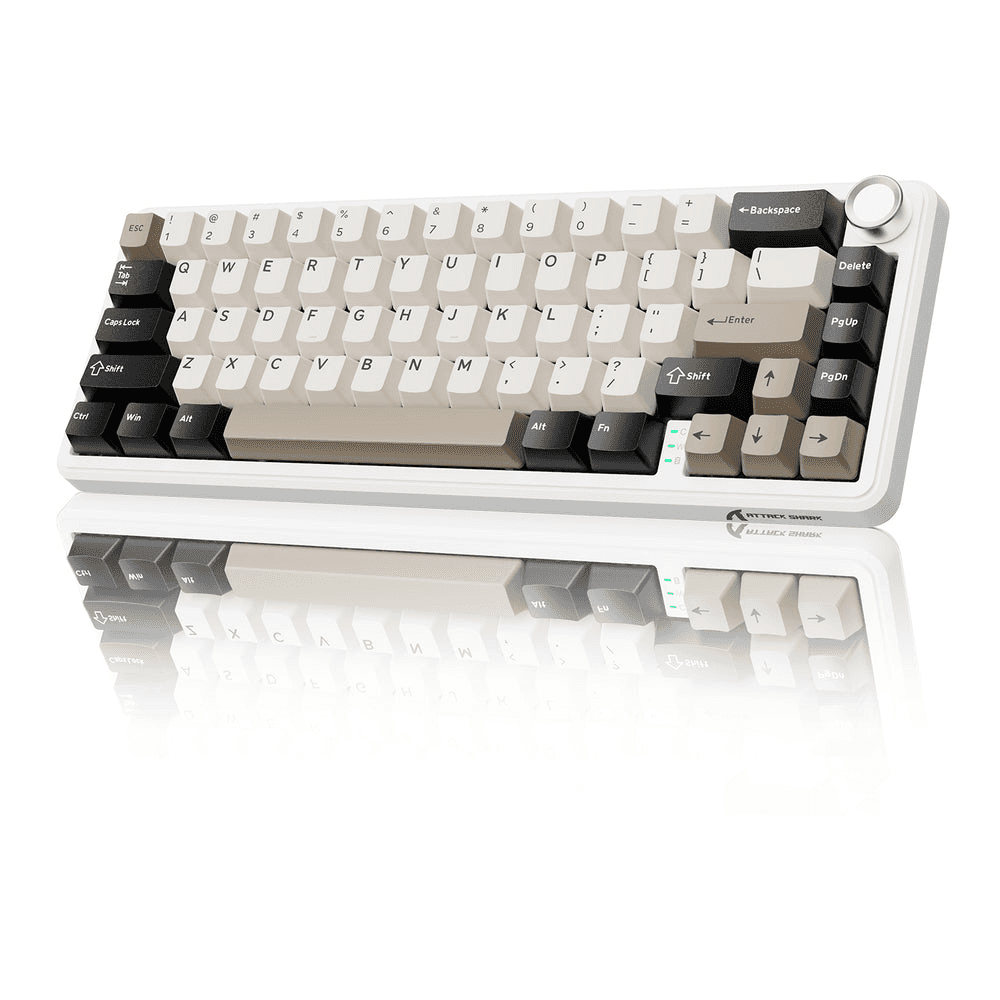 ATTACK SHARK ATTACK SHARK X66 Wireless Gasket Mechanical Keyboard, 60% Layout, Side-Printed PBT Keycaps, Pre-Lubed Strawberry Switches, & 5-Layer Sound Dampening, Starry Black | X66 - Color: White Cheese