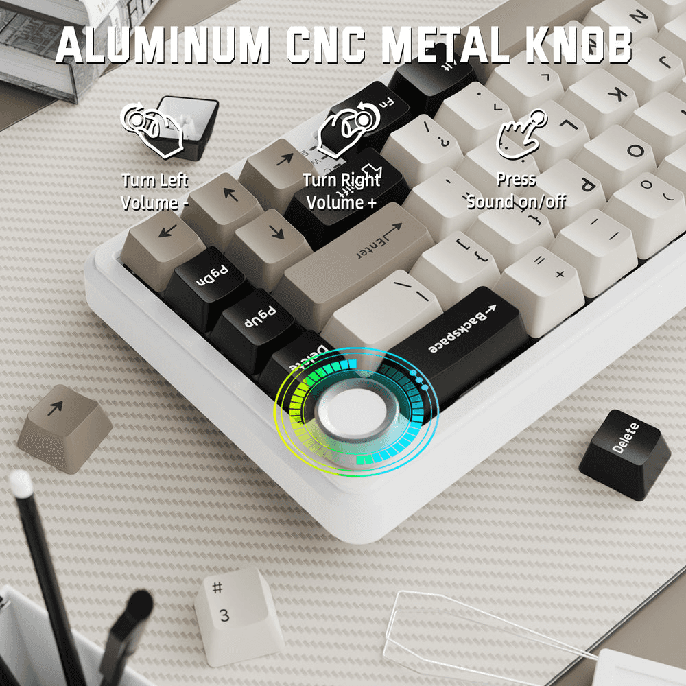 ATTACK SHARK ATTACK SHARK X66 Wireless Gasket Mechanical Keyboard, 60% Layout, Side-Printed PBT Keycaps, Pre-Lubed Strawberry Switches, & 5-Layer Sound Dampening, White Cheese | X66 - thumbnail 4