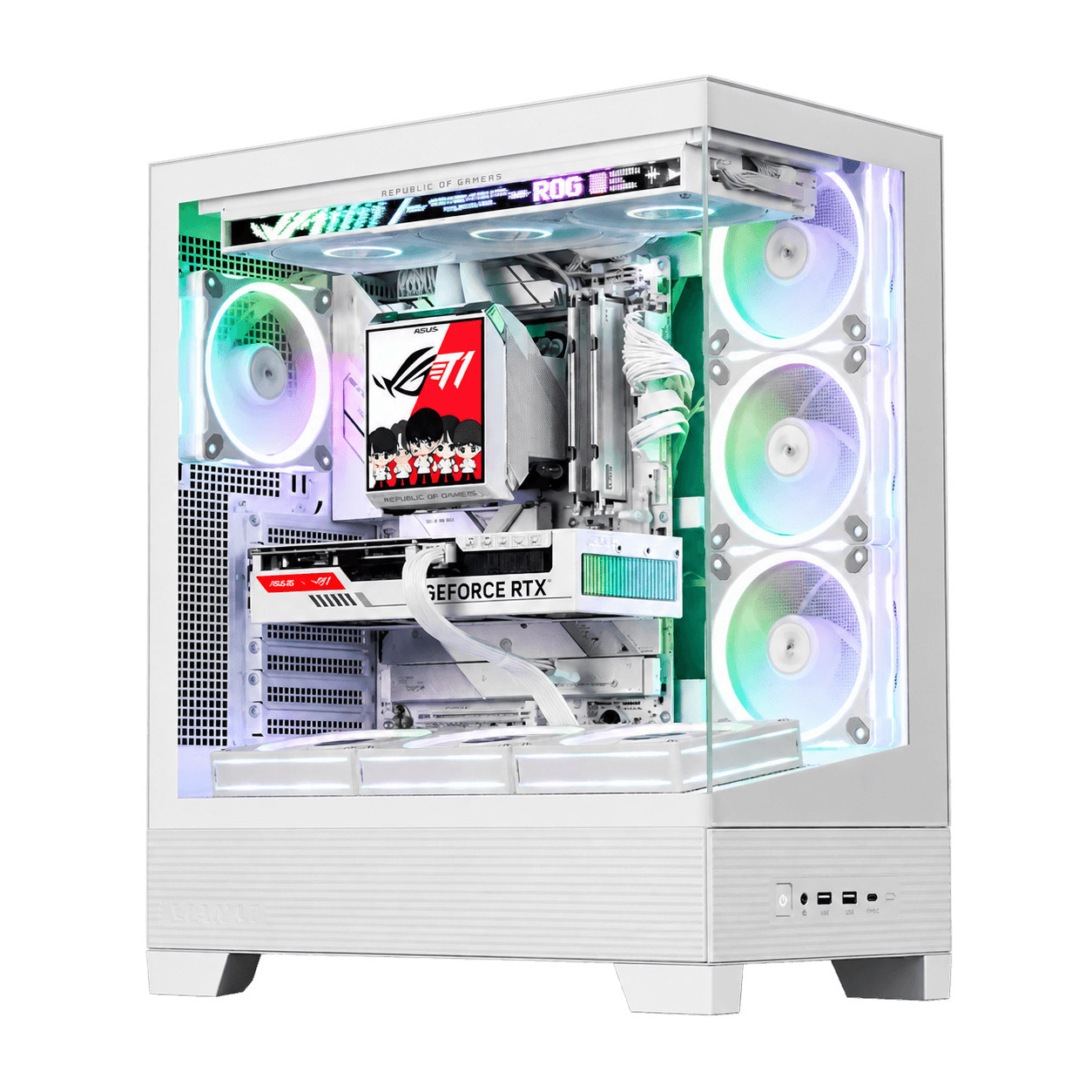 Asus Special Edition ASUS T1 Esports White Gaming PC, AMD Ryzen 7 7800X3D, RTX 5060 Ti 8GB GDDR7, 32GB DDR5, 1TB SSD, WiFi 7, ROG Strix LC IV 360 AIO - thumbnail 1