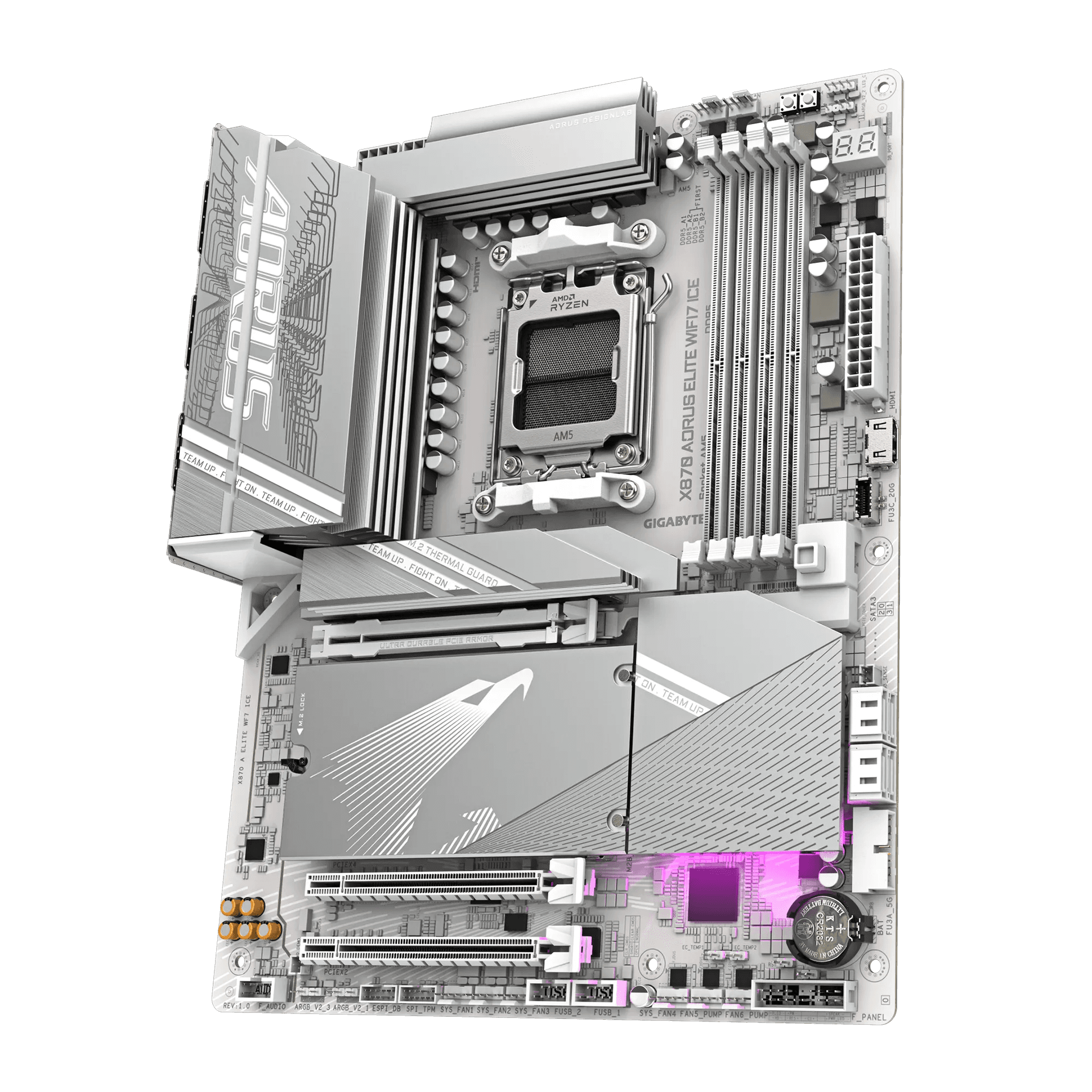 Gigabyte GIGABYTE X870 AORUS ELITE WIFI7 ICE Motherboard, AMD AM5, PCIe 5.0, DDR5 8200(OC), Wi-Fi 7, 2.5GbE LAN, Dual USB4 | X870 A ELITE WF7 ICE - thumbnail 4
