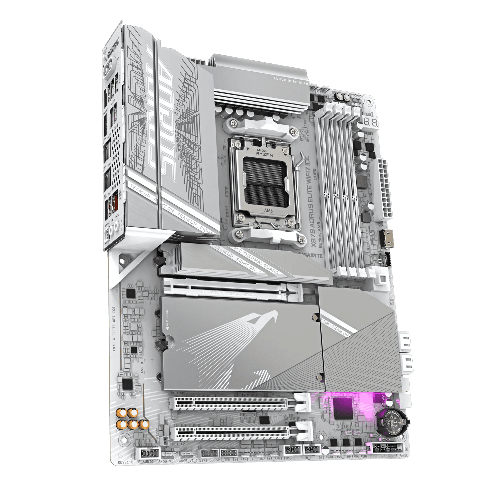 Gigabyte GIGABYTE X870 AORUS ELITE WIFI7 ICE Motherboard, AMD AM5, PCIe 5.0, DDR5 8200(OC), Wi-Fi 7, 2.5GbE LAN, Dual USB4 | X870 A ELITE WF7 ICE - thumbnail 2