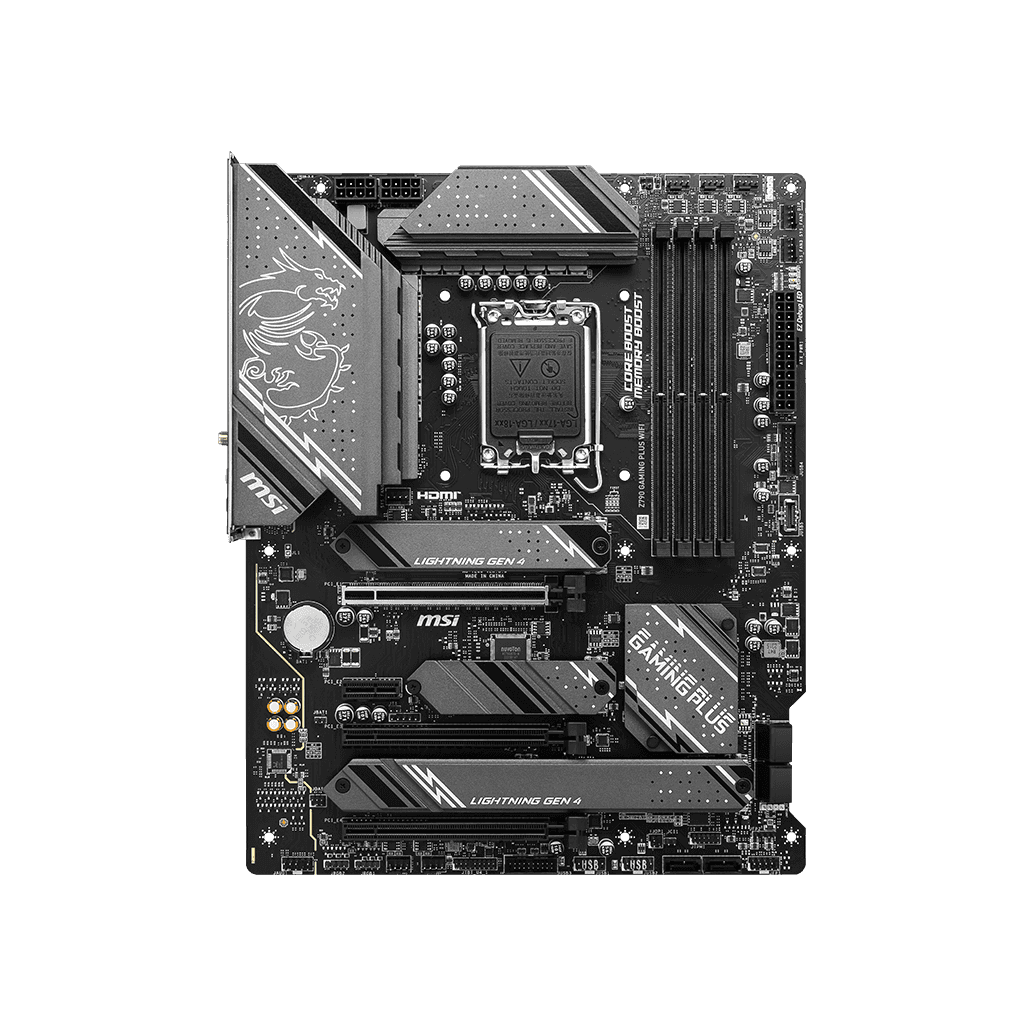 MSI Z790 GAMING PLUS WIFI ATX Intel Motherboard, LGA 1700, Support Intel Core 14th/ 13th/ 12th Gen, DDR5 Memory, up to 7200+(OC) MHz, PCIe 5.0 slot, Lightning Gen 4 x4 M.2 with M.2 Shield Frozr, USB 3.2 Gen 2x2 20G, Wi-Fi 6E, 2.5Gbps LAN | 911-7E06-061 thumbnail 3
