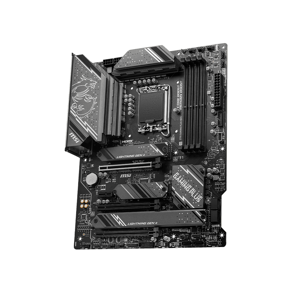 MSI MSI Z790 GAMING PLUS WIFI ATX Intel Motherboard, LGA 1700, Support Intel Core 14th/ 13th/ 12th Gen, DDR5 Memory, up to 7200+(OC) MHz, PCIe 5.0 slot, Lightning Gen 4 x4 M.2 with M.2 Shield Frozr, USB 3.2 Gen 2x2 20G, Wi-Fi 6E, 2.5Gbps LAN | 911-7E06-061 - thumbnail 4