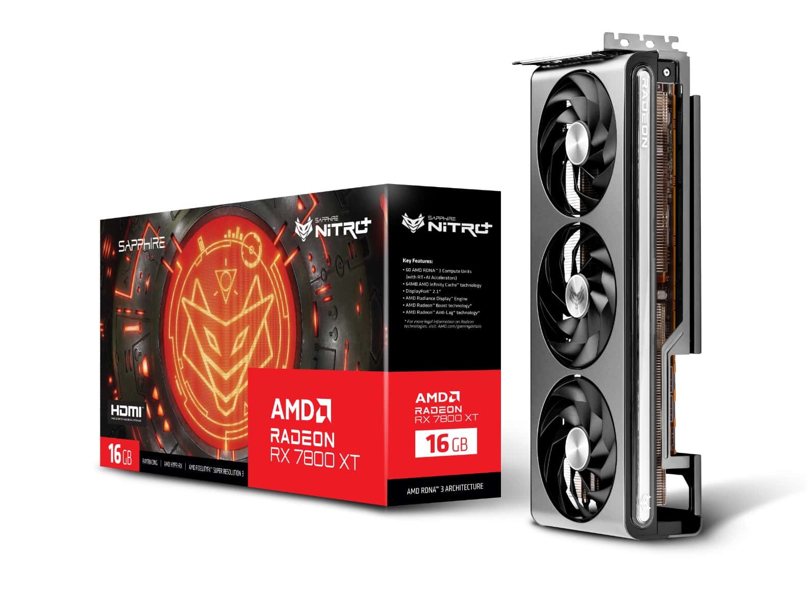 Sapphire SAPPHIRE NITRO+ AMD Radeon RX 7800 XT OC Gaming Graphics Card, 16GB DDR6 256 bit Memory, Vulkan Optimized, 2565 Boost Clock, 19.5 Gbps Memory Speed, AMD RDNA 3, PCIE 4.0, 2x HDMI 2x DisplayPort | 11330-01-20G - thumbnail 5