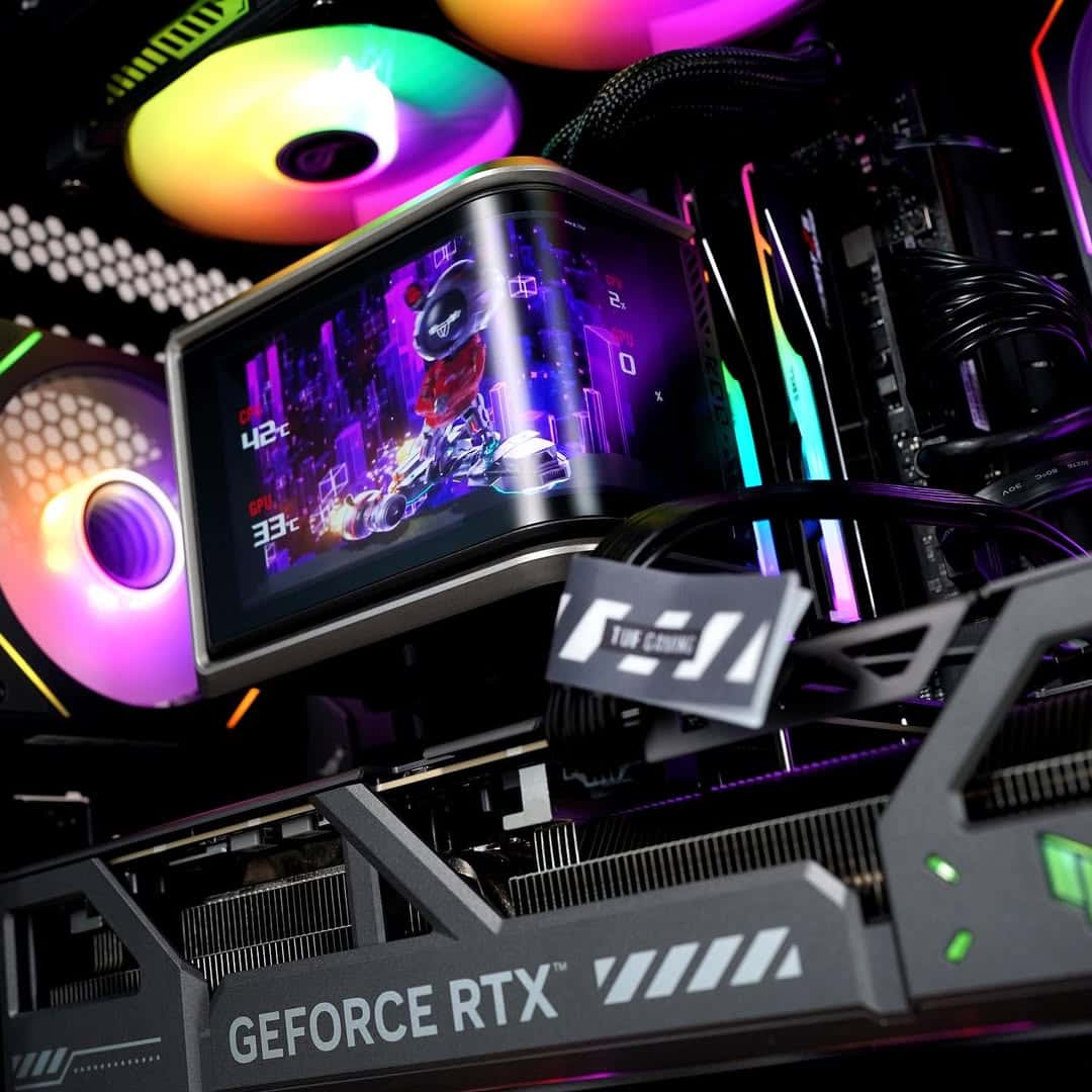 Asus Gaming PC PC Powered by ASUS: AMD Ryzen 7 9800X3D + TUF RTX 5090 OC 32GB GDDR7, 32GB DDR5 7200MT/s, 2TB Gen5 SSD (14,500MB/s), ROG Ryuo IV 2K AMOLED Curved LCD AIO, 1200W Gold PSU, WiFi 7 - thumbnail 2