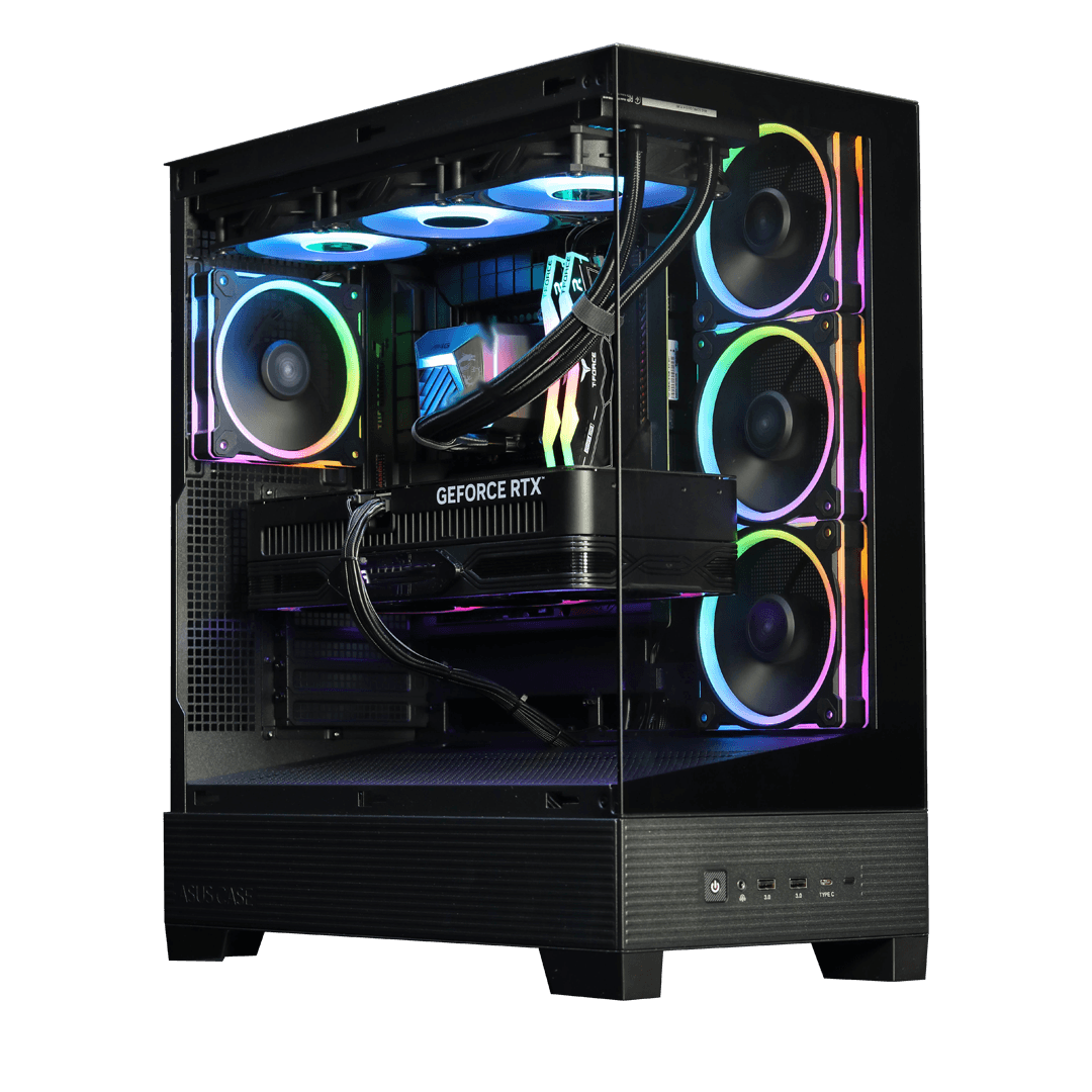 Asus Gaming PC (ASUS Powered Gaming PC: Intel i5-14400F 14th Gen + ASUS PRIME RTX 5060 OC 8GB GDDR7, 32GB DDR5 6400MHz RGB, 2TB PCIe 4.0 NVMe SSD, 360mm ASUS Prime ARGB AIO LCD, 750W Bronze PSU, WiFi 6, ASUS A31 Plus Case - thumbnail 1