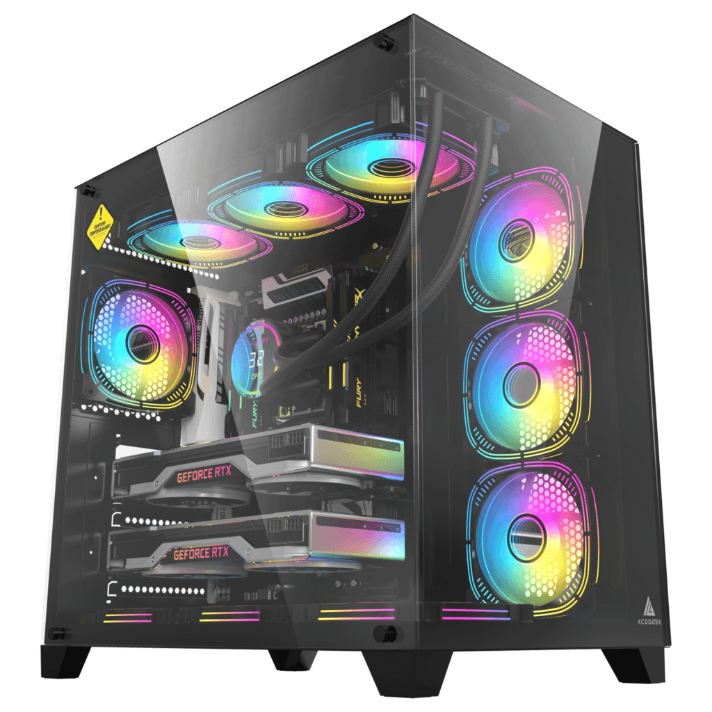 Other ACEGEEK Mercury R425 Mid-Tower Case, Transparent Tempered Glass, 7x Fans supports, Motherboard Supports Upto ATX, Graphic Card Supports Upto 410mm, 425x280x420mm, Black | AG-MERCURY-R425-PRO-BK - thumbnail 1