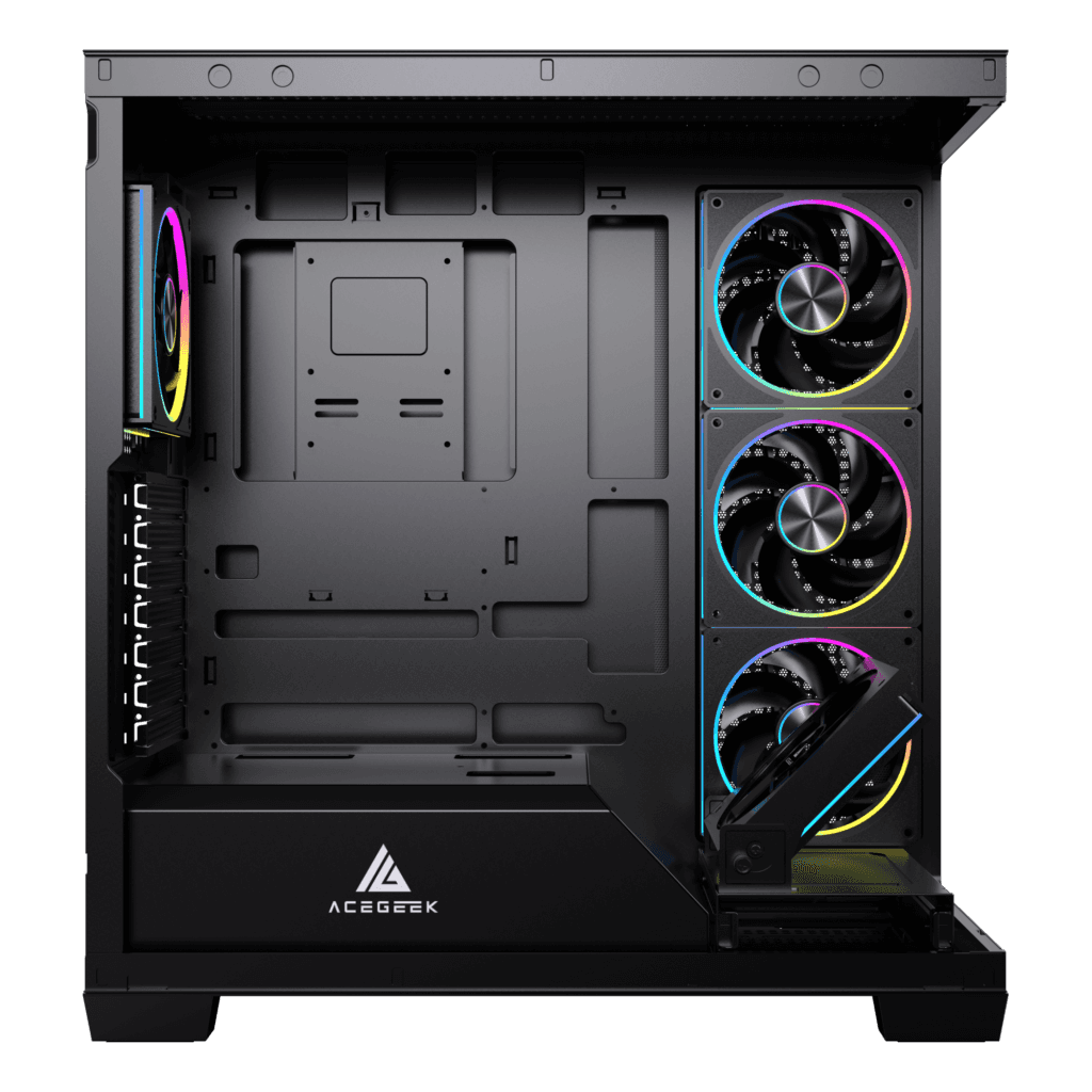 Acegeek Nebula Black ATX Gaming Case, 5x RGB Pre-built Fans, Motherboard upto ATX, Radiator Upto 360mm, Tempered Glass, Black | AG-NEBULA-PRO-BK thumbnail 10