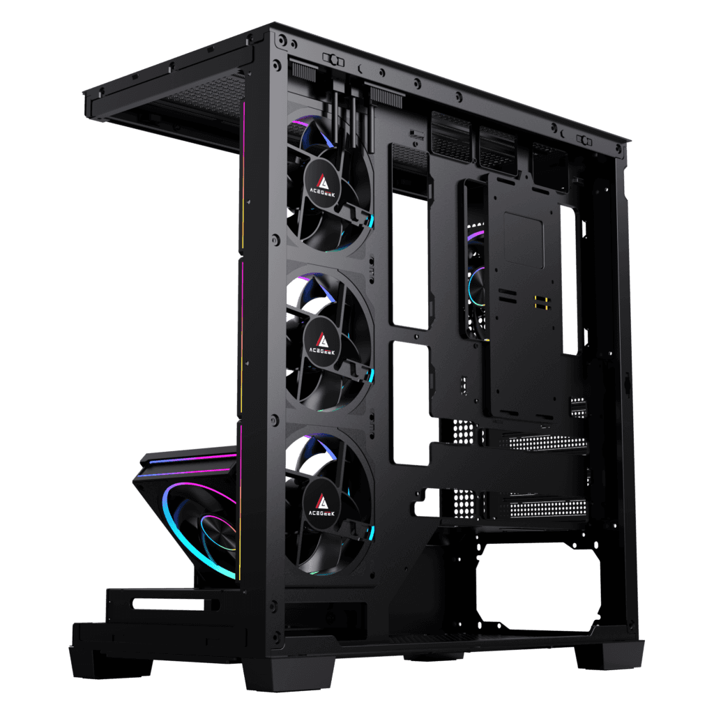 ACEGEEK AceGeek Nebula Pro ATX Mid Tower Gaming Case, Panoramic Dual Tempered Glass, High Speed Type-C Connectivity Black | AG-NEBULA-PRO-BK - thumbnail 5