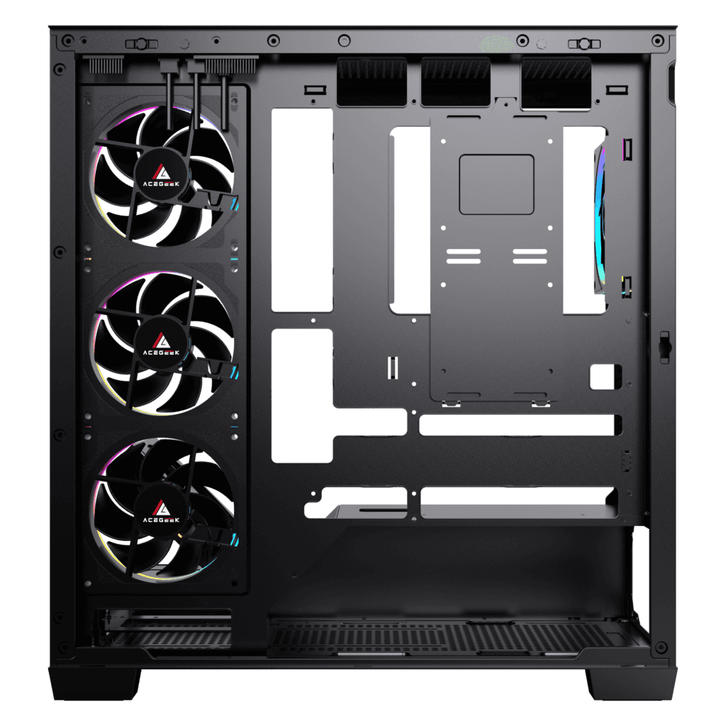 Acegeek Nebula Black ATX Gaming Case, 5x RGB Pre-built Fans, Motherboard upto ATX, Radiator Upto 360mm, Tempered Glass, Black | AG-NEBULA-PRO-BK thumbnail 6